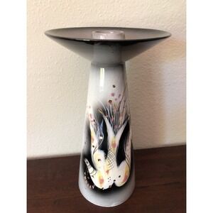Vtg Midcentury Modern Sascha Brastoff Art Pottery‎ Candle Holder Jewel Bird Gray